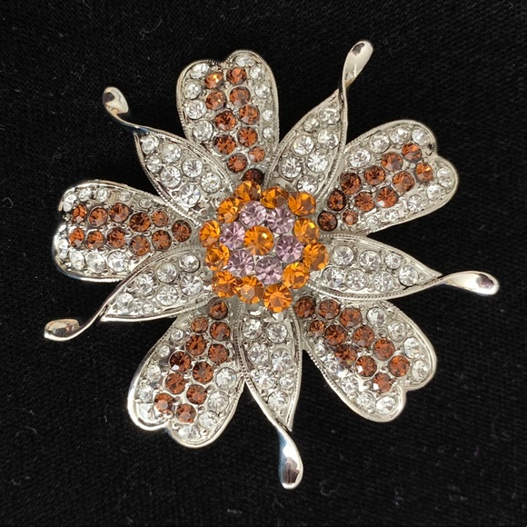 🆕🔥Gorgeous White-MeriGold-Lilac Crystals Brooch - Picture 2 of 8